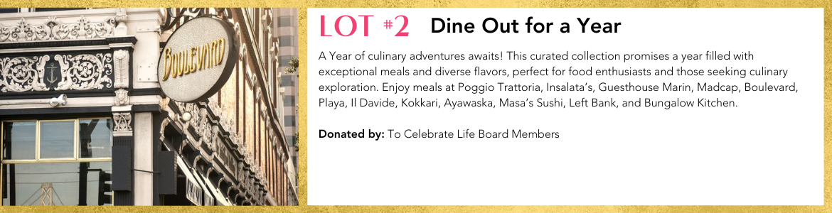 Lot #2 - Dine Out for a Year